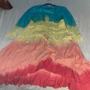 For the republic ombré button up dress